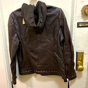 Reba McEntire - NEW Dark brown leather metal studded jacket